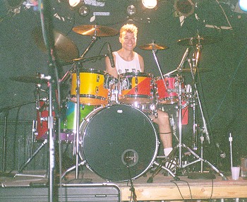 Me at my hand-stained Rogers drums